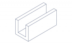 A technical illustration of the product of the material EN AW-6060 from the material Aluminum in the shape U-profile - anodised