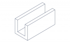 A technical illustration of the product of the material EN AW-7075 from the material Aluminum in the shape U-profile