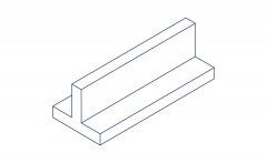 A technical illustration of the product of the material EN AW-7075 from the material Aluminum in the shape T-profile