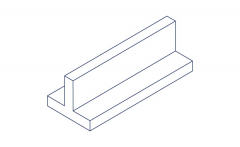 A technical illustration of the product of the material EN AW-6060 from the material Aluminum in the shape T-profile - anodised