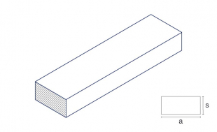 A technical illustration of the product with dimensions of the material brass CW508L from the material Brass in the shape flat bar drawn