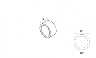A technical illustration of the product with dimensions of the material Aerospace Aluminium 2014A from the material Aluminum in the shape ring