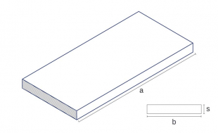 A technical illustration of the product with dimensions of the material EN AW-1050A from the material Aluminum in the shape cast plate machined surface and both sides PVC coated