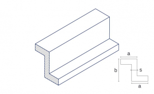 A technical illustration of the product with dimensions of the material EN AW-6060 from the material Aluminum in the shape Z-profile
